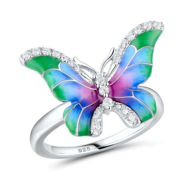 Silver Butterfly Enamel Set