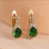 Teardrop Zircon Hoop Earrings with Royal Blue, Red, Pink, or Green Stone
