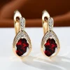 Teardrop Zircon Hoop Earrings with Royal Blue, Red, Pink, or Green Stone