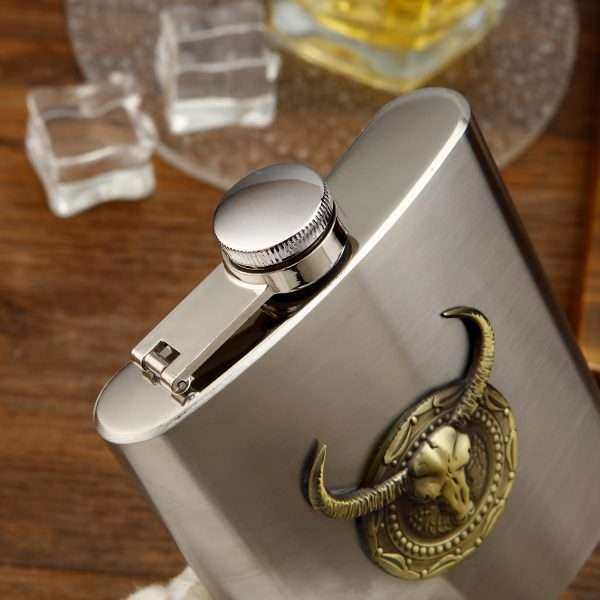 Vintage Bull Head Stainless Steel Wine Jug