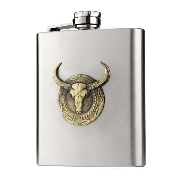 Vintage Bull Head Stainless Steel Wine Jug