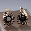Elegant Black Zirconia Floral Drop Earrings