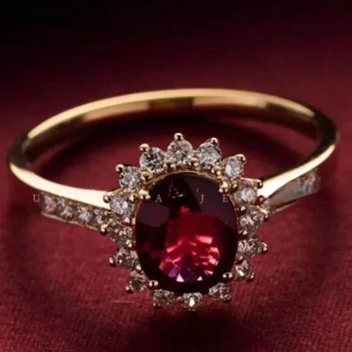 Minimalist Gold Red Stone Ring  