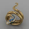 Golden Snake with Blue Rhinestone