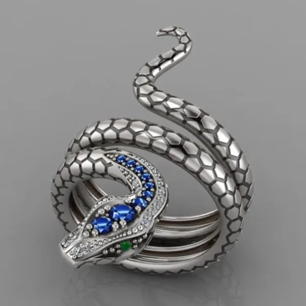 Golden Snake with Blue Rhinestone