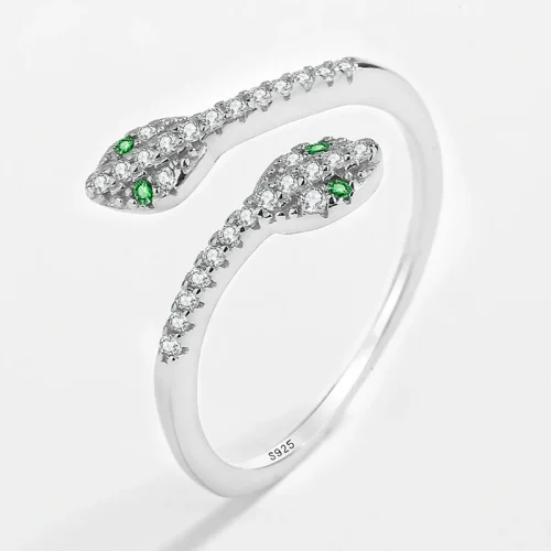 Emerald Twin Snake Ring