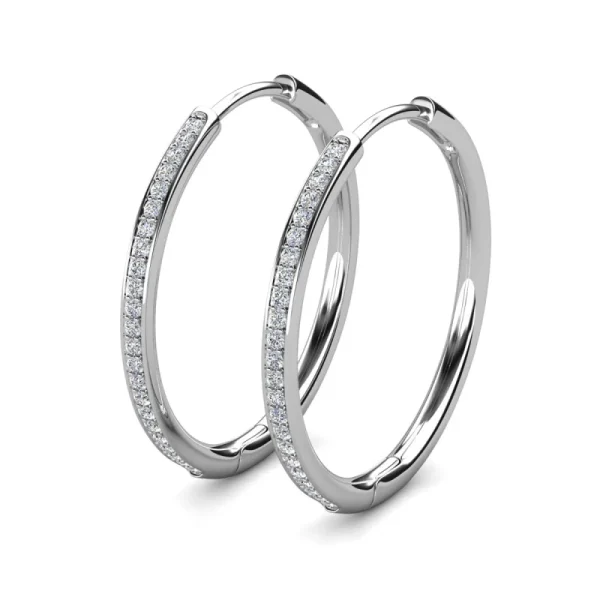 Radiant Moissanite Sterling Silver Hoop Earrings
