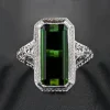 Emerald Retro Diamond Band Rings