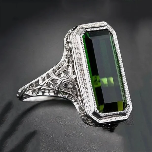 Emerald Retro Diamond Band Rings