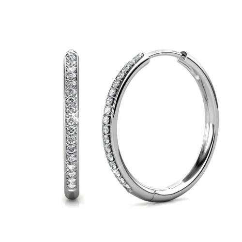 Radiant Moissanite Sterling Silver Hoop Earrings