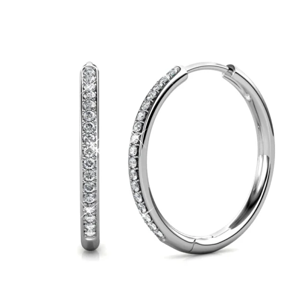 Radiant Moissanite Sterling Silver Hoop Earrings